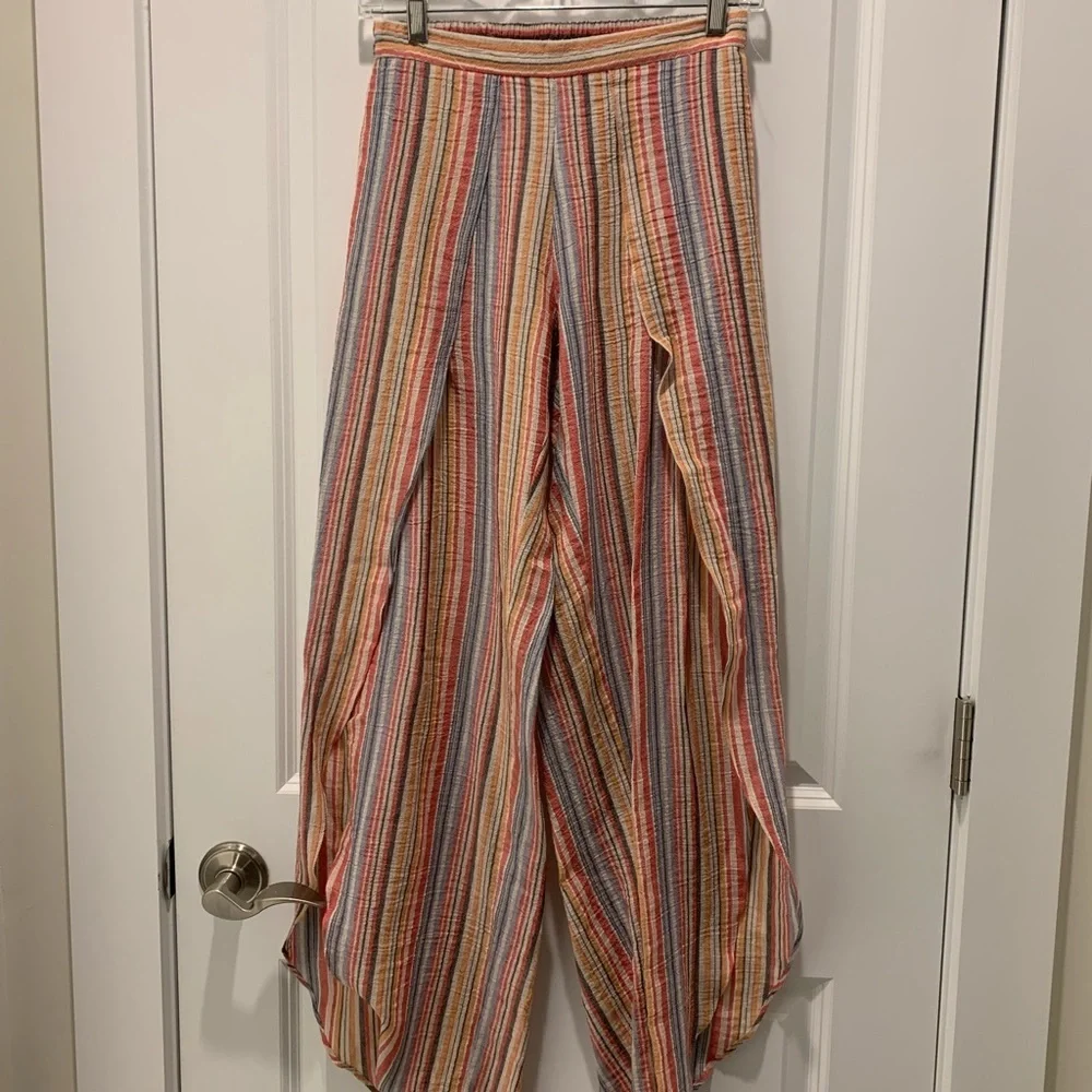 Anthropologie Pastel Striped Wide Leg Pants - Picture 3 of 7